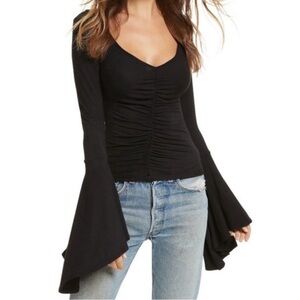 We The Free Black Ruched Blouse